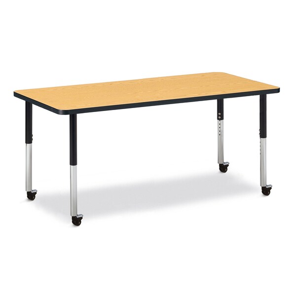 Berries Rectangle Activity Table, 30 in. x 72 in., Mobile, Oak/Black/Black